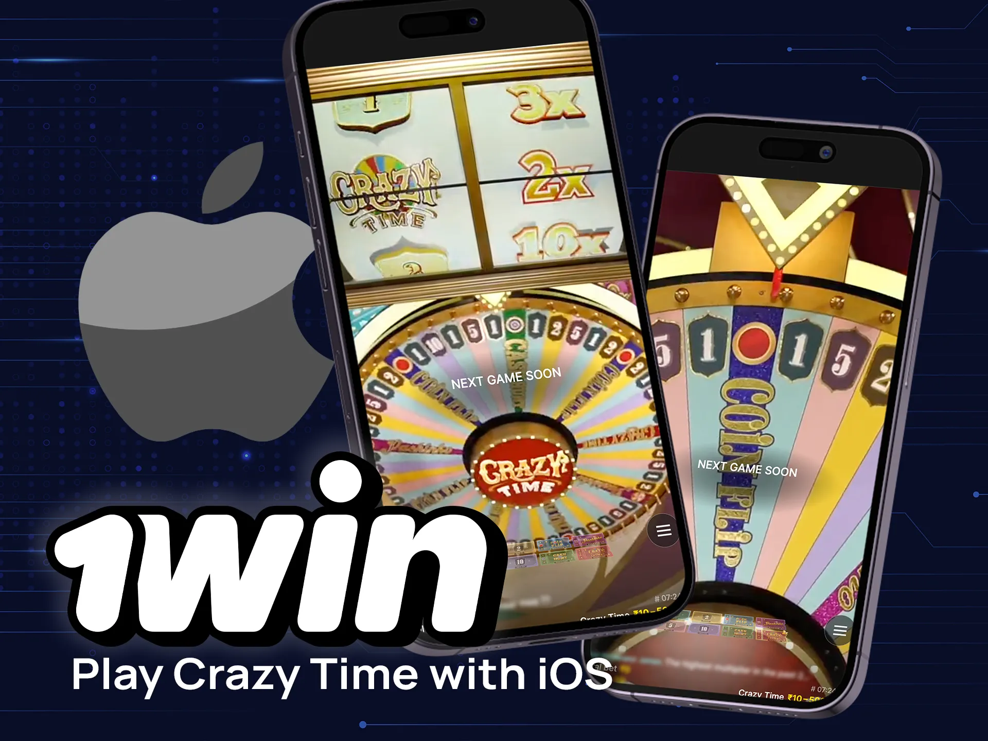 Download 1win for iOS and try your luck at Crazy Time right on your iPhone.