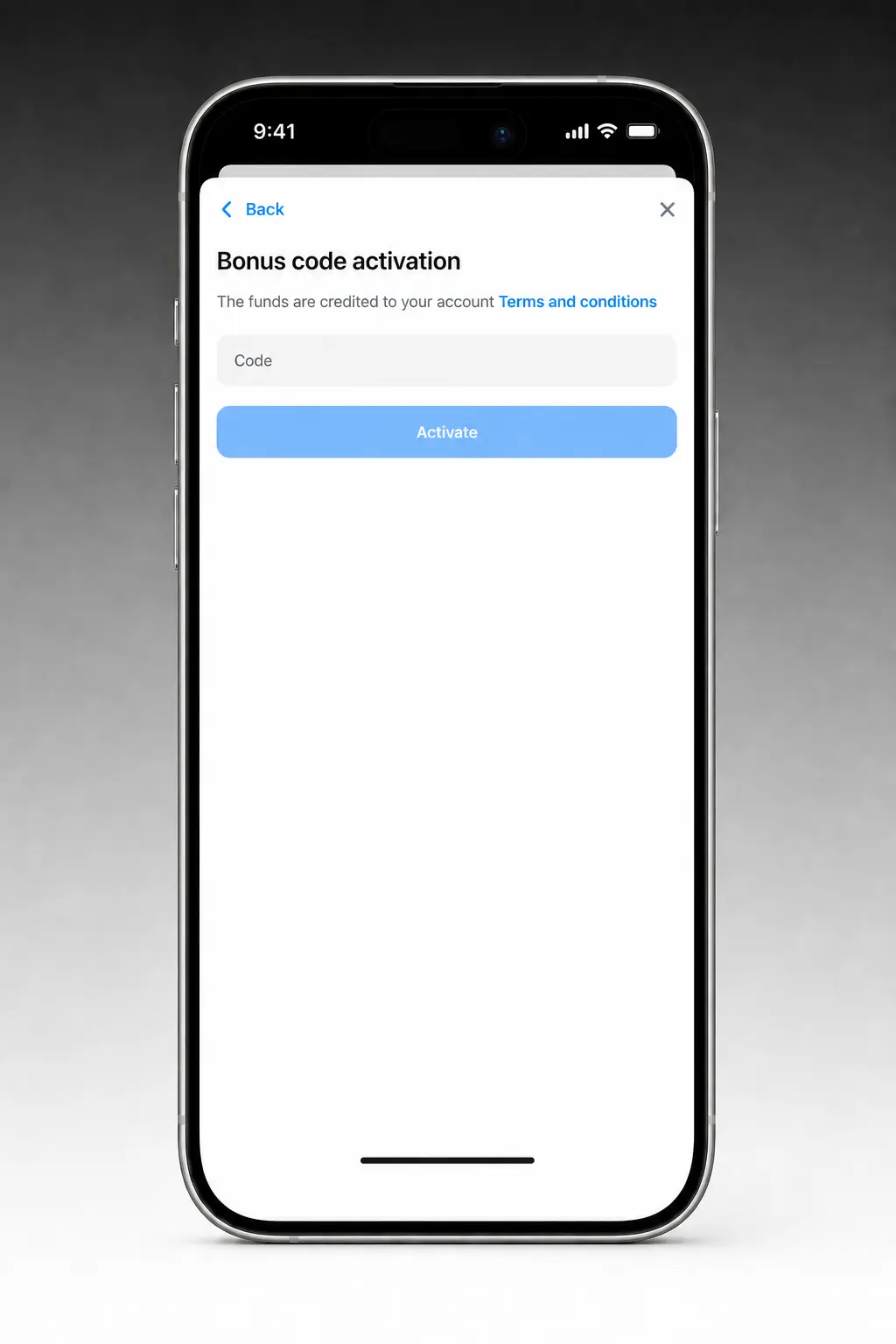 Enter promo code