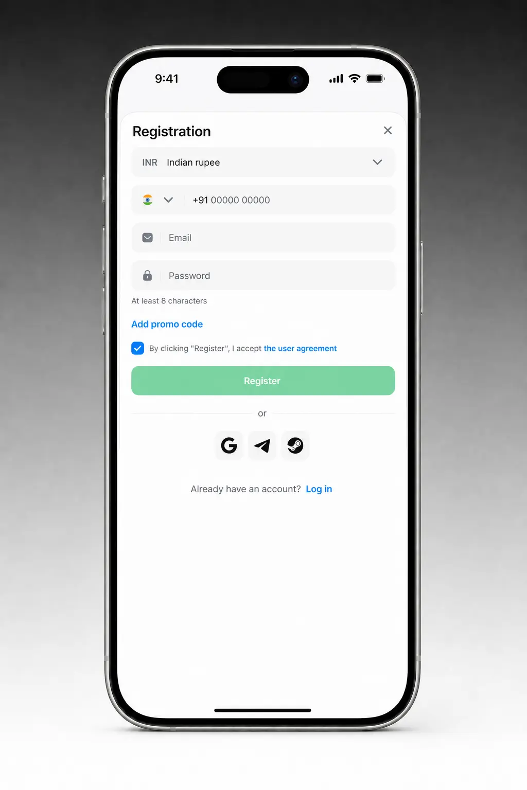 1win registration page